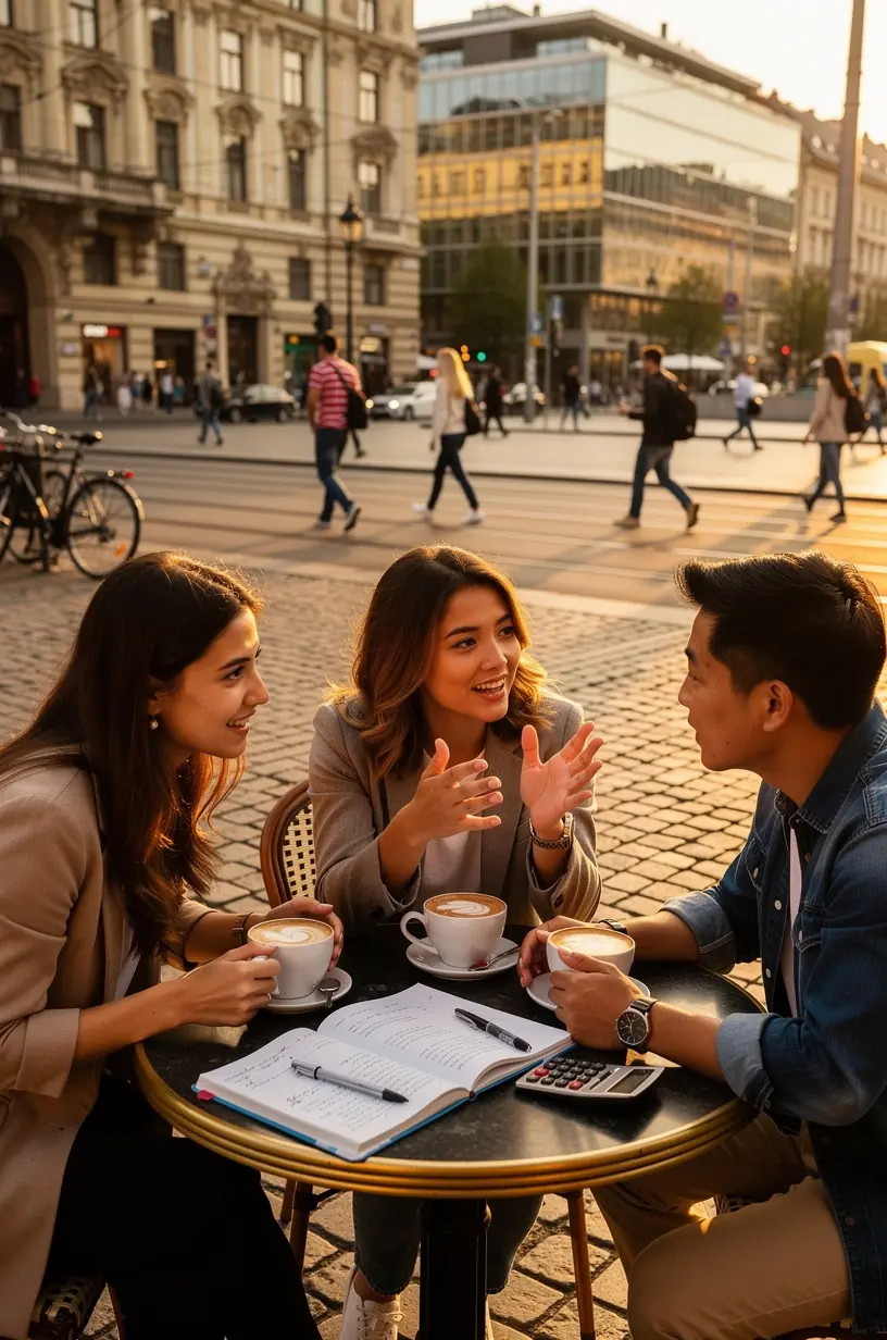 Könyvek személyes pénzügyi tudatosságról, mellette szemüveg és toll.