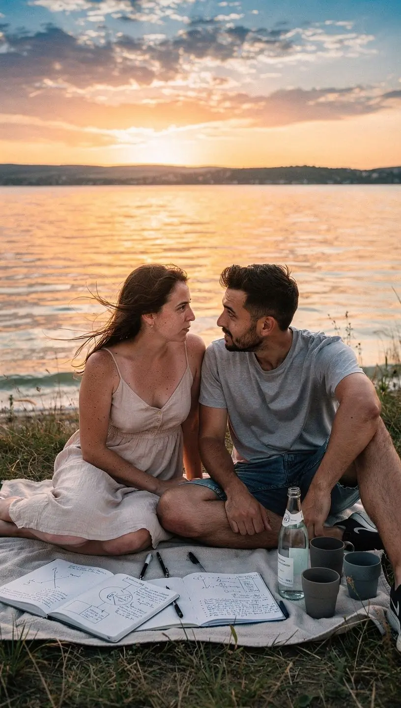 Elégedett nő, aki személyes pénzügyi naplót ír otthoni környezetben.